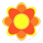 Red - Orange floral design Round Stickers