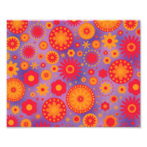Red Orange & Purple Hippy Flower Pattern