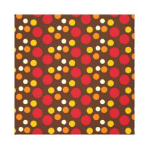 Red Orange Yellow White Brown Polka Dots Pattern Stretched Canvas Prints