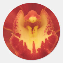 Red Orchid Round Sticker