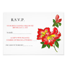 Red Orchid Wedding Flower RSVP Announcement 2