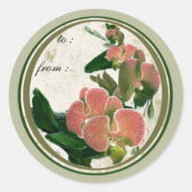 red orchids 1 gift tags round sticker