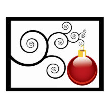 Red Ornament Christmas Postcard Greetings