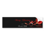 Red Ornament Merry Christmas on Black Bumper Sticker