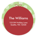 Red Ornament Polka Dots Christmas Address Label