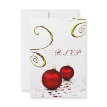 red ornament winter wedding rsvp standard 3.5 x 5