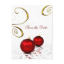 red ornament winter wedding save the date