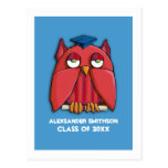 Red Owl Grad aqua Graduation Invitation Postcard