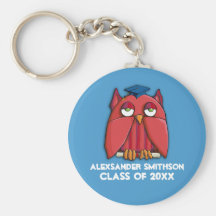 Red Owl Grad aqua Graduation Keychain