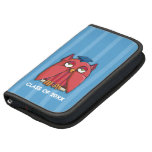Red Owl Grad aqua stripes Folio Planner Organizer