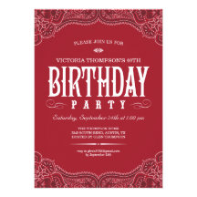 Red Paisley Birthday Invitations