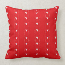 Red Patterned Hearts Pillow