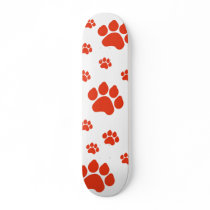 Red Paw Print Skateboard