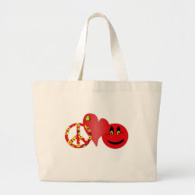 Red Peace Love Happiness Bags