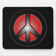 red peace sign mouse mat