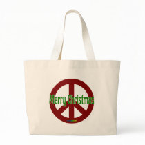Red Peace sign with Merry Christmas Bags