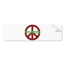 Red Peace sign with Merry Christmas Bumper Sticker
