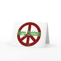 Red Peace sign with Merry Christmas Greeting Cards