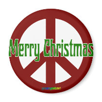 Red Peace sign with Merry Christmas Refrigerator Magnets