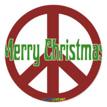 Red Peace sign with Merry Christmas Stickers
