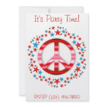 Red Peace Sign with Stars Invitations