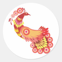 Red Peacock Round Sticker