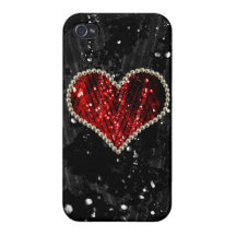 Red Pearl Heart iPhone 4/4S Cases