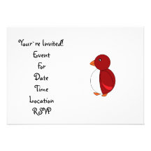 Red penguin personalized invitations