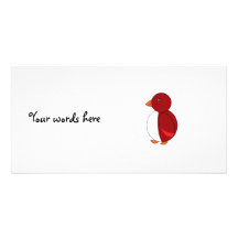 Red penguin photo card