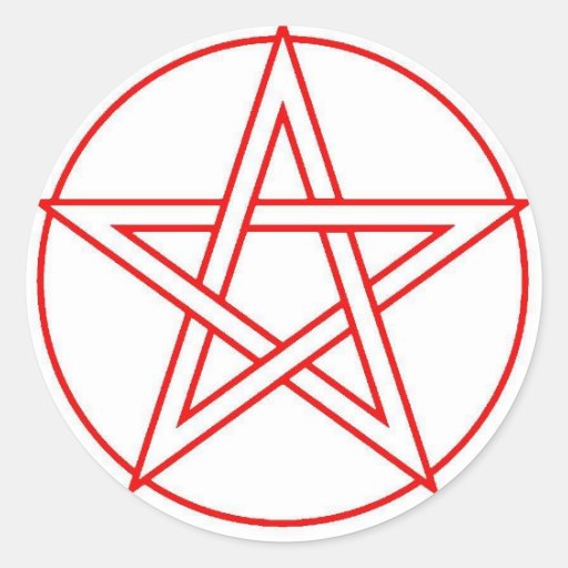 Red Pentacle Round Stickers