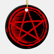 Red Pentagram Christmas Ornaments