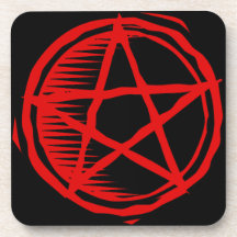 Red Pentagram Drink Coasters