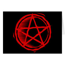 Red Pentagram Greeting Card