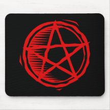 Red Pentagram Mouse Pad