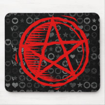 Red Pentagram Mouse Pad