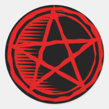 Red Pentagram Round Stickers