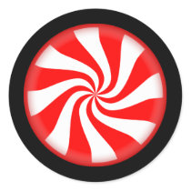 Red Peppermint Candy Round Stickers