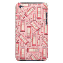 Red Phone booth pattern on pink ipod case iPod Touch Cases