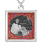 red  photo frame necklaces