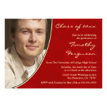 Red photo graduation party announcement invite