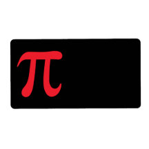 Red pi symbol on black background shipping label