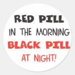 Red Pill Black Pill Round Stickers