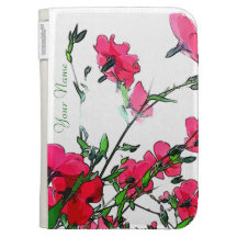 Red Pink Floral Kindle Case