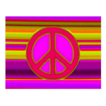 Red Pink Fractal & Peace Sign Post Cards