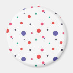 Red Pink Green and Black Polka Dots Fridge Magnets