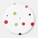 Red Pink Green and Black Polka Dots Refrigerator Magnet
