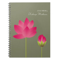 Red pink lotus budding flower blossom journal notebooks