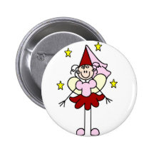 Red/Pink Princess Stick Figure Button