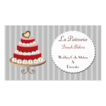 red pink Wedding Cake makers business Cards