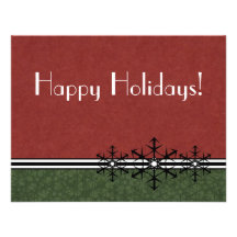 Red Pinstripe Holiday Snowflake Invitation